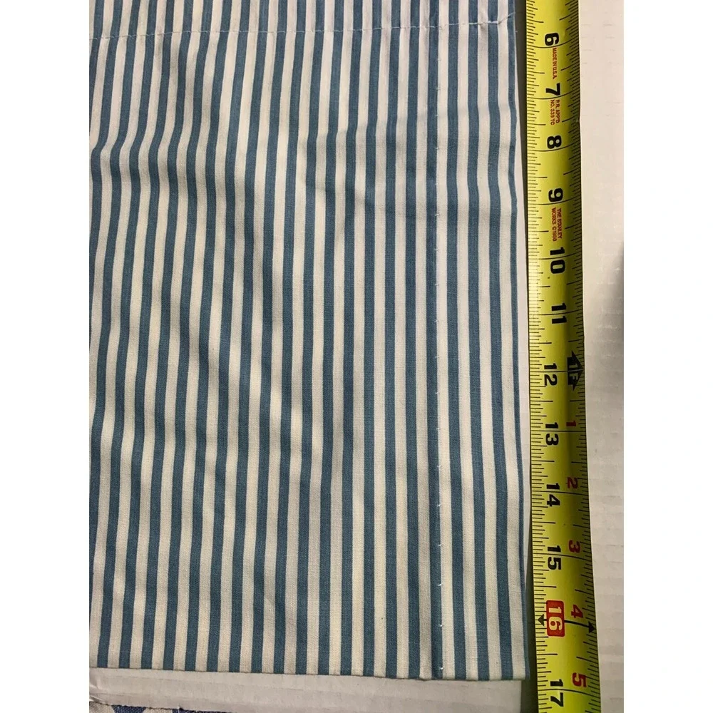 Croscill Valance Blue Ticking Stripe 86 x 17 1/2 Farmhouse 50/50 Cottage Prim